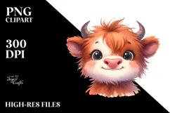 Expressive Baby Highland Cow PNG Product Image 2