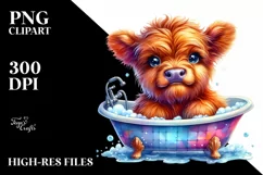 Colorful Baby Cow Bathtub | Sublimation | Clipart Product Image 3