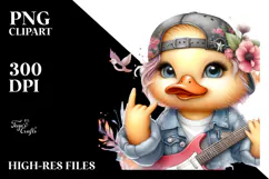 Energetic Rocker Duck Illustration PNG Product Image 2