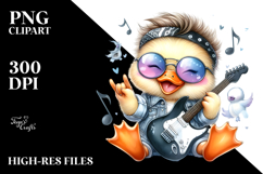 Energetic Rocker Duck Illustration PNG Product Image 2