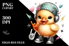 Energetic Rocker Duck Illustration PNG Product Image 2