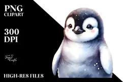 Digital Watercolor Baby Penguin PNG Product Image 2