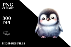 Digital Watercolor Baby Penguin PNG Product Image 2