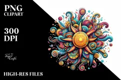 Colorful Wimsicall Vibrant Sun | Sublimation Clipart Product Image 3