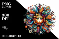 Colorful Wimsicall Vibrant Sun | Sublimation Clipart Product Image 3