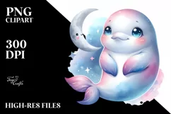 Colorful Beluga Whale Baby Clipart Product Image 1
