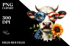 Sun Flower Big Eyed Cow Clipart Product Image 3