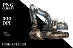 Vintage Escavator with Flowers PNG Product Image 1