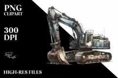 Vintage Escavator with Flowers PNG Product Image 1