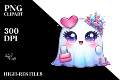 Funny Cute Ghost with Glam Accessories PNG Product Image 2