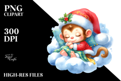 Cute Baby Monkey Sleeping PNG Product Image 2