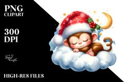 Cute Baby Monkey Sleeping PNG Product Image 2