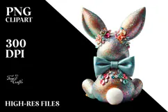 Colorful Vintage Bunny with Glittery Bow, Creative View from Product Image 2