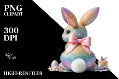 Colorful Vintage Bunny with Glittery Bow, Creative View from Product Image 2