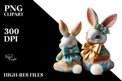 Colorful Vintage Bunny with Glittery Bow, Creative View from Product Image 2