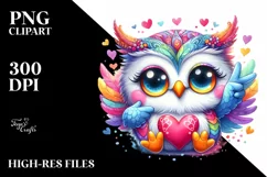 Vibrant Owl Love Sign Clipart Product Image 1