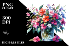 Watercolor Filled with Impatiens Flowers Product Image 2