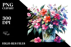 Watercolor Filled with Impatiens Flowers Product Image 2
