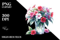 Watercolor Filled with Impatiens Flowers Product Image 2