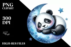 Colorful Baby Panda Sleeping on Moon | Clipart Product Image 3