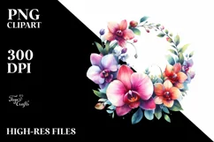 Vibrant Orchid Abstract Wreath | Sublimation Clipart Product Image 3