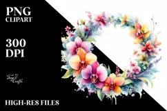 Vibrant Orchid Abstract Wreath | Sublimation Clipart Product Image 3