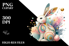 Golden Bunny on Splashy Background PNG Product Image 2