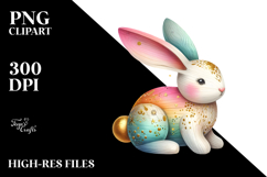 Colorful Bunny with Golden Insertions, PNG Product Image 2