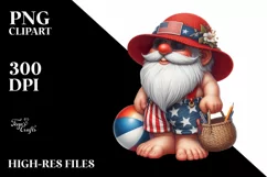 Detailed Pastel Gnome on Beach | Sublimation Clipart Product Image 1