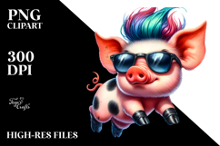 Vibrant Baby Pig with Cool Haircut PNG Product Image 2