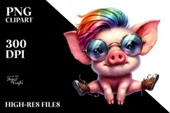 Playful Baby Pig Jumping, Transparent PNG Product Image 3