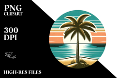 Retro Tropical Tree Beach, Tshirt Vector Style, High-Res PNG Product Image 2