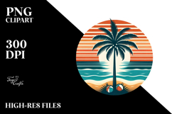 Retro Tropical Tree Beach Clipart Product Image 2