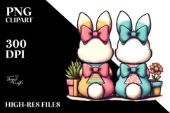 Colorful Retro Bunnies with Vintage Bow, Creative View from Product Image 2