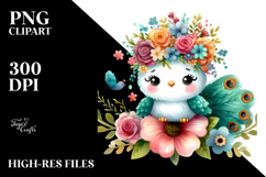 Vibrant Peacock with Flower Crown | Sublimation | Clipart Product Image 2