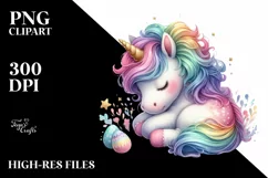 Colorful Pastel Baby Unicorn PNG Product Image 3