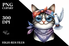 Funny Cat Dove Bandana es | Clipart Product Image 1