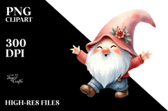 Excited Boho Gnome, Watercolor PNG Product Image 2