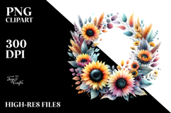 Colorful Abstract Wreath Sunflower | Clipart Product Image 2