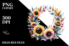 Colorful Abstract Wreath Sunflower | Clipart Product Image 2