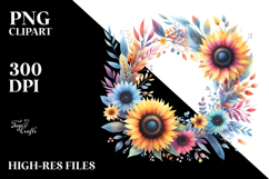 Colorful Abstract Wreath Sunflower | Clipart Product Image 2