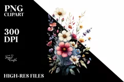 Bold Watercolor Wild Flowers | Sublimation | Clipart Product Image 1