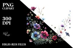 Centered Bold Watercolor Wildflowers | Sublimation Clipart Product Image 1