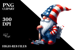 Patriotic Construction Gnome in USA Colors, Transparent PNG Product Image 2