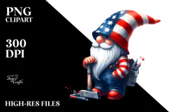 Patriotic Construction Gnome in USA Colors, Transparent PNG Product Image 2