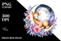 Cute Baby Giraffe Sleeping PNG Product Image 2