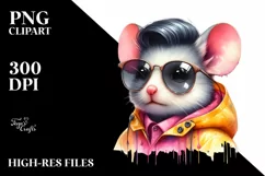 Cute Baby Mouse With Raincoat PNG Product Image 1