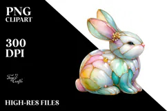Colorful Bunny with Golden Insertions PNG Product Image 2