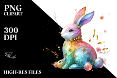 Colorful Bunny with Golden Insertions PNG Product Image 2