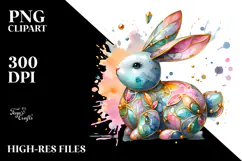 Colorful Bunny with Golden Insertions PNG Product Image 2